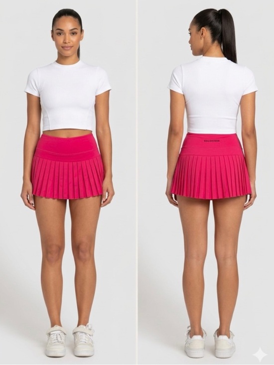 Gold Hinge Dresses & Skirts - Gold Hinge Pink Pleated Tennis Pickleball Golf Attached Shorts Mini Skirt S